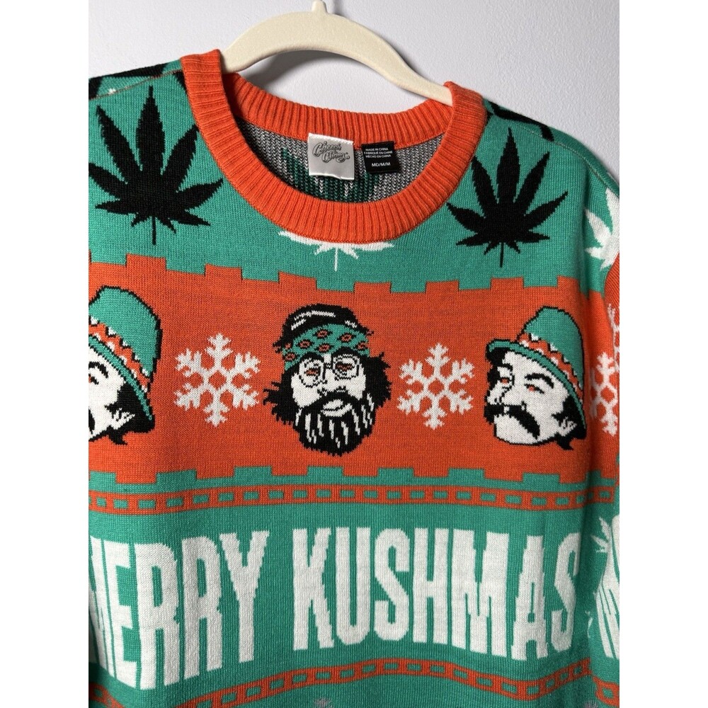 Cheech & Chong Ugly Christmas Sweater Medium Merry Kushmas Novelty Holiday NWOT - Picture 4 of 10
